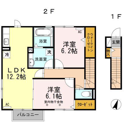 QUATRE SAISONS(2LDK/2階)の間取り写真