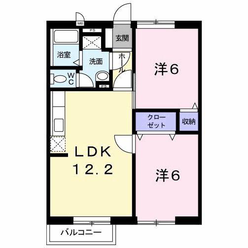 アネックス徳吉(2LDK/2階)の間取り写真