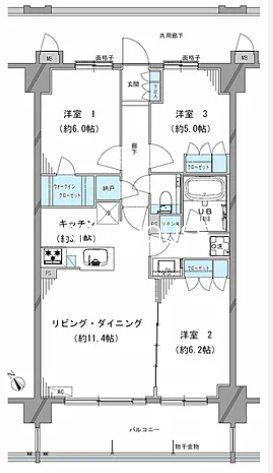 調布 ザ・センチュリー(3LDK/5階)の間取り写真