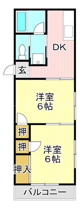 コーポ中村(2DK/1階)の間取り写真