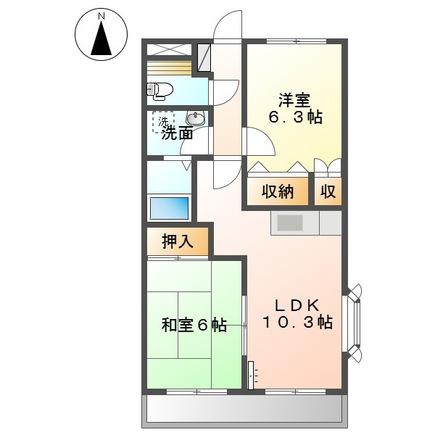 コンフォールパレス(2LDK/2階)の間取り写真