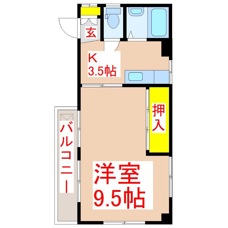 南ビル(1K/4階)の間取り写真