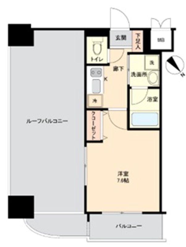 ハーモニーレジデンス門前仲町(1K/14階)の間取り写真