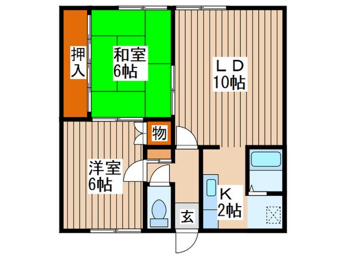 マルサハイツ(2LDK/2階)の間取り写真