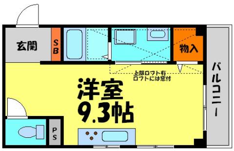 吉永ビル鼓が滝駅前(1K/2階)の間取り写真