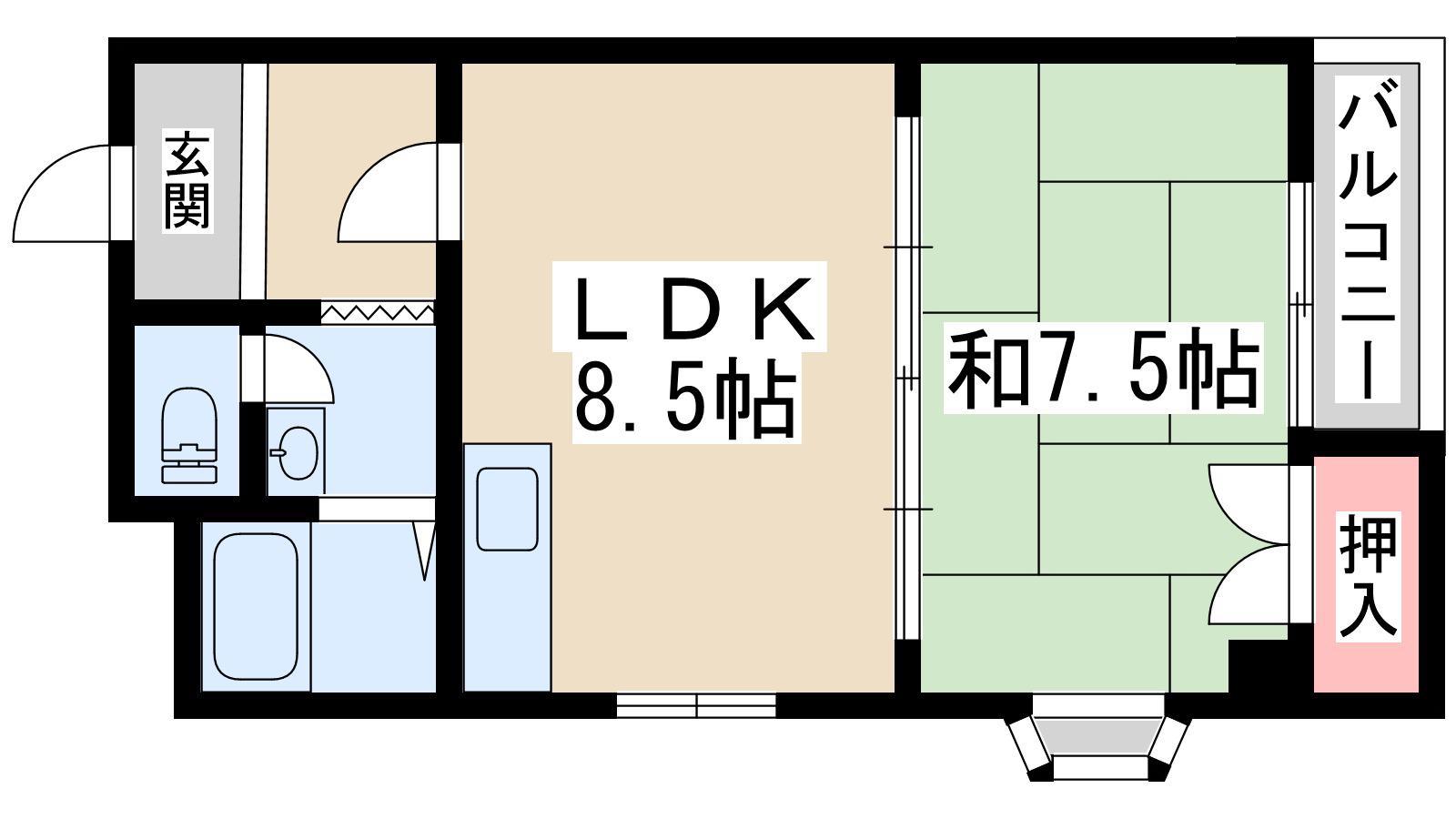 グランドハイツユタカⅠ(1LDK/3階)の間取り写真