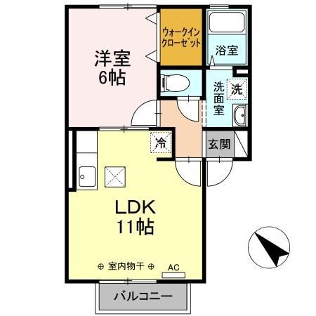 ゼフィール愛宕(1LDK/1階)の間取り写真