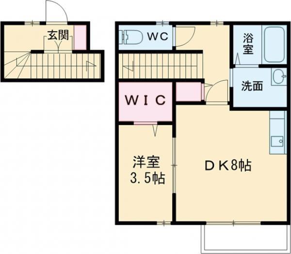 コンフォート新野辺 C棟(1DK/2階)の間取り写真