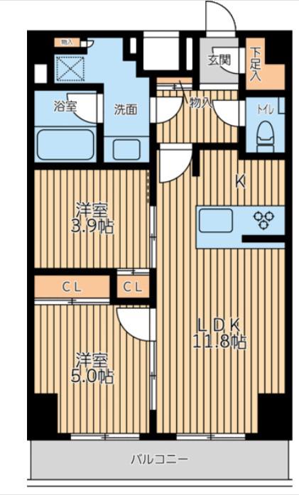 シティラックスヨコハマ(2LDK/6階)の間取り写真