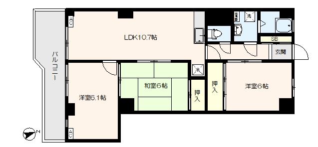 池袋第2ヒルハイム(3LDK/4階)の間取り写真