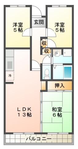 ベルII(3LDK/1階)の間取り写真