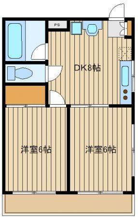 カサブランカ千川(2DK/2階)の間取り写真