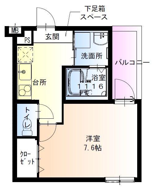 フジパレス東加賀屋(1K/2階)の間取り写真