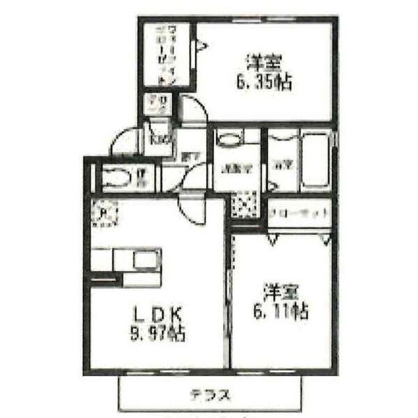 サン アベニール(2LDK/1階)の間取り写真