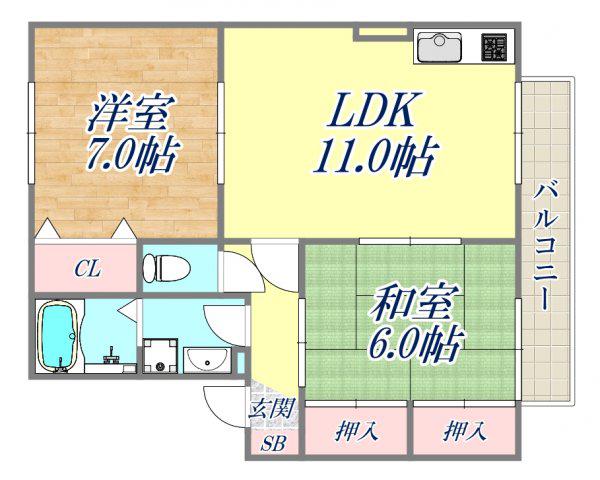 グレース能登(2LDK/1階)の間取り写真
