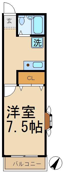 IWASA RESIDENCE A(1K/2階)の間取り写真