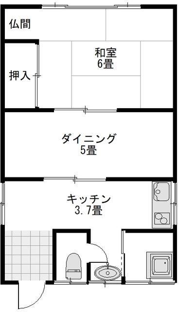 荒井荘(1DK/2階)の間取り写真