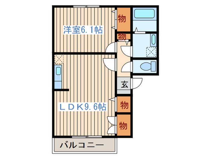 プルミエール市名坂(1LDK/2階)の間取り写真