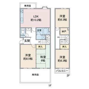 八事本町第二2号棟(4SLDK/1階)の間取り写真