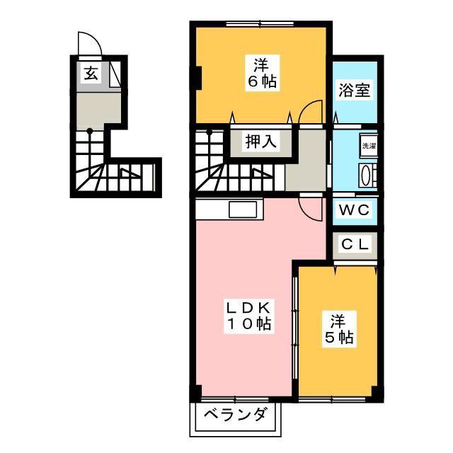 シャイニングスター A棟(2LDK/2階)の間取り写真