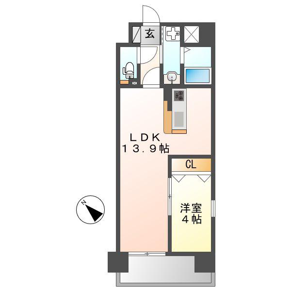 PRIMAL千種LUNO(1LDK/7階)の間取り写真