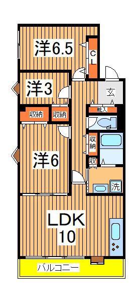 リアライズ柏Ⅱ(3LDK/6階)の間取り写真