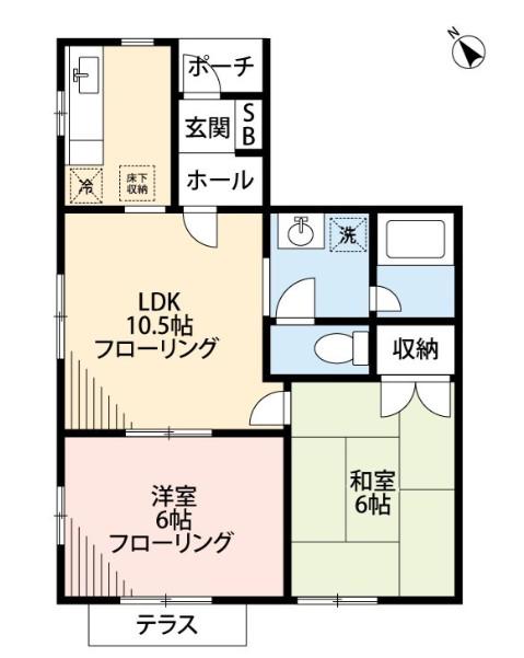 ハウス54イースト(2LDK/1階)の間取り写真