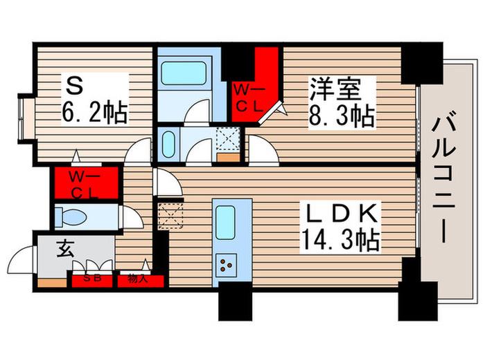 ロイヤルパークスタワー南千住(1SLDK/34階)の間取り写真