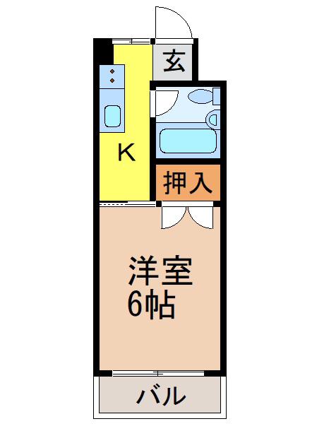 フジハイツ(1K/2階)の間取り写真