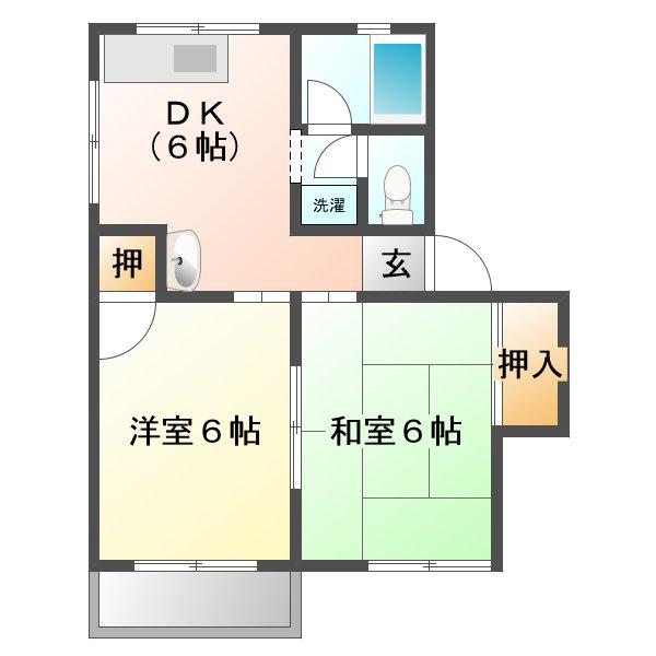 ハイツグランディール A(2DK/1階)の間取り写真