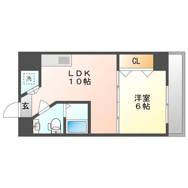 マンションニューヨーク医大東(1LDK/6階)の間取り写真