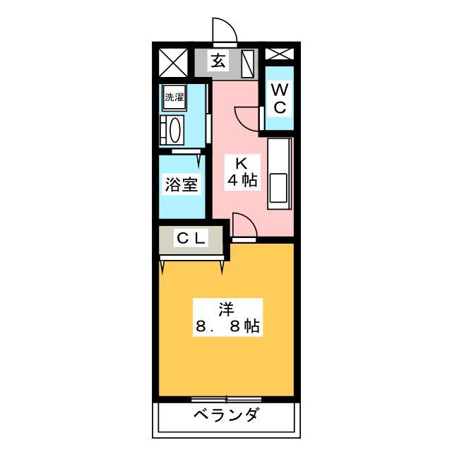 イーストサイド長良(1K/2階)の間取り写真