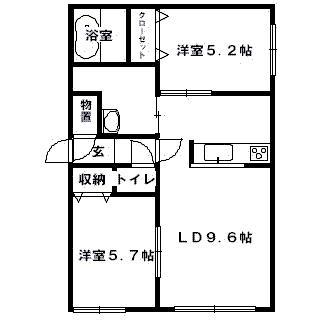 ノヴェル51A・B(2LDK/2階)の間取り写真