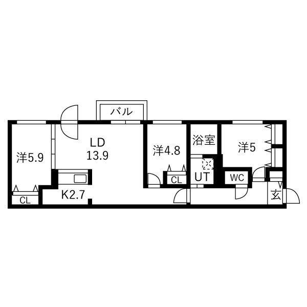 ETERNITY東札幌(3LDK/2階)の間取り写真