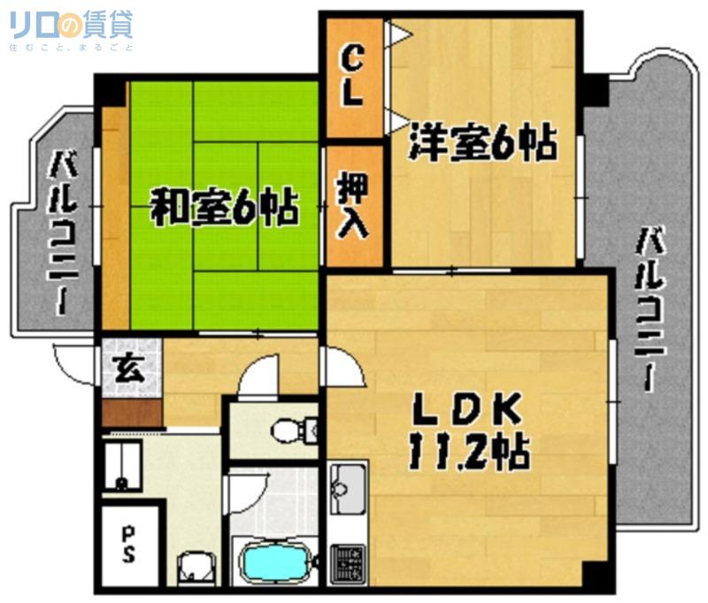 ウノ・ディアマンテ(2LDK/1階)の間取り写真