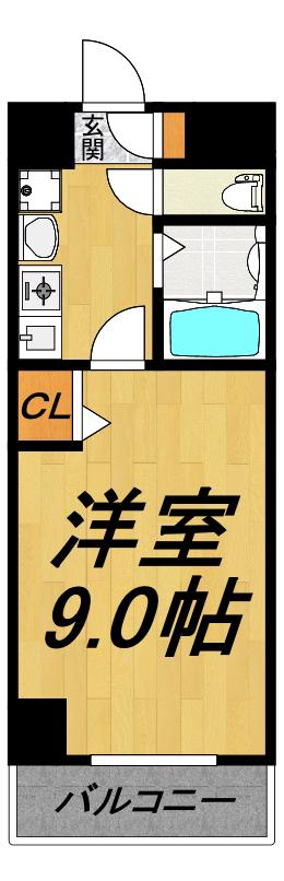 ファミール今池(1K/8階)の間取り写真