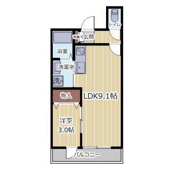 メルヴェイユ大和町(1LDK/2階)の間取り写真
