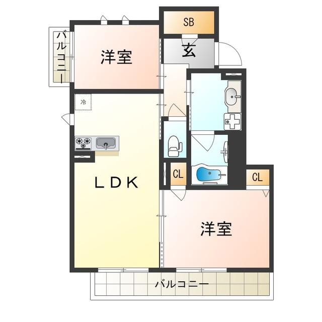 フォレストガーデンノース(2LDK/3階)の間取り写真
