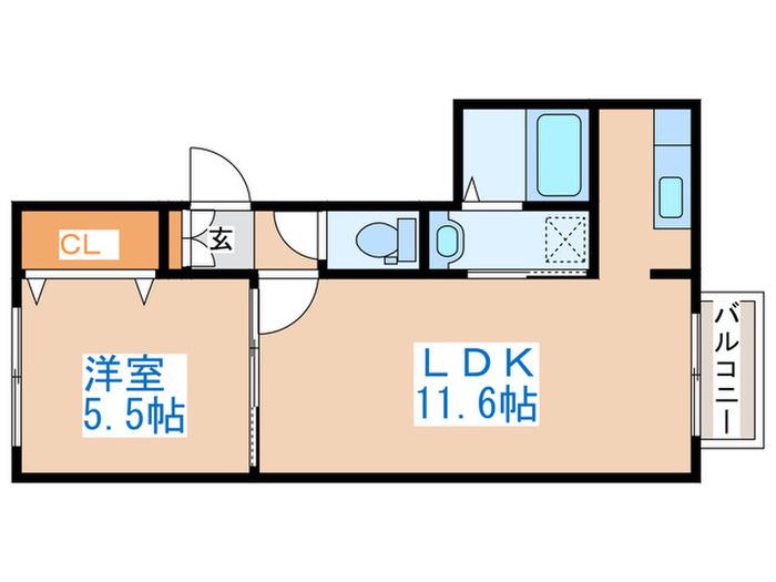 SYMMETRY(1LDK/1階)の間取り写真