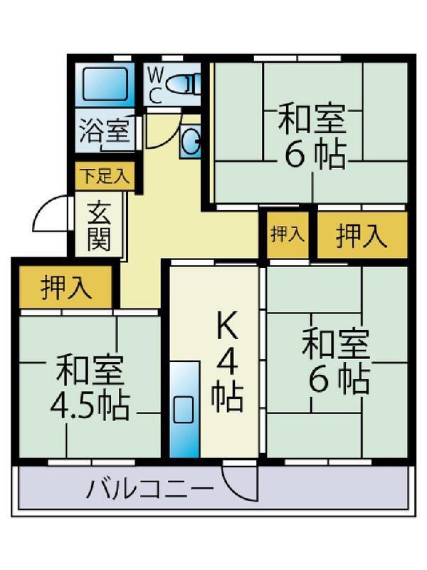 小笹52棟(3K/4階)の間取り写真