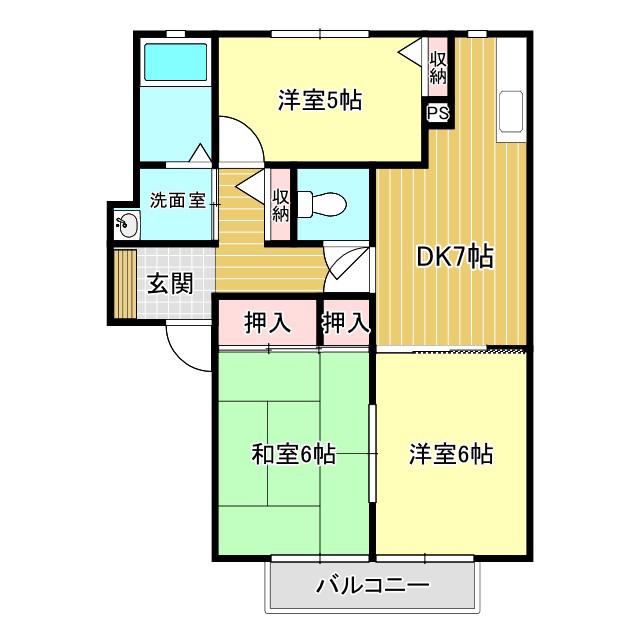 ハイツアドバンス 3(3DK/2階)の間取り写真