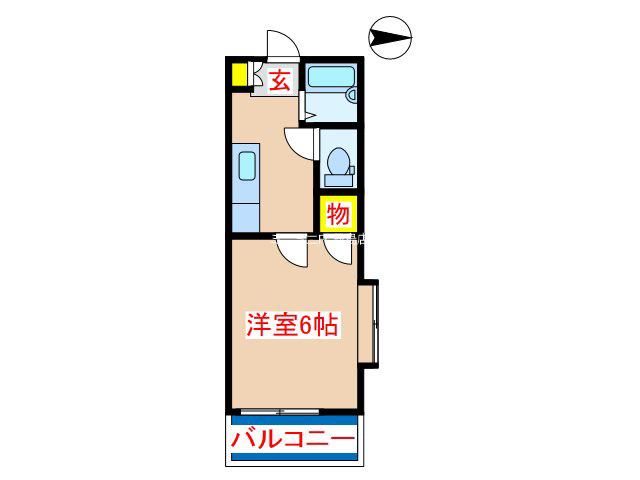 ハイアット21中央(1K/4階)の間取り写真