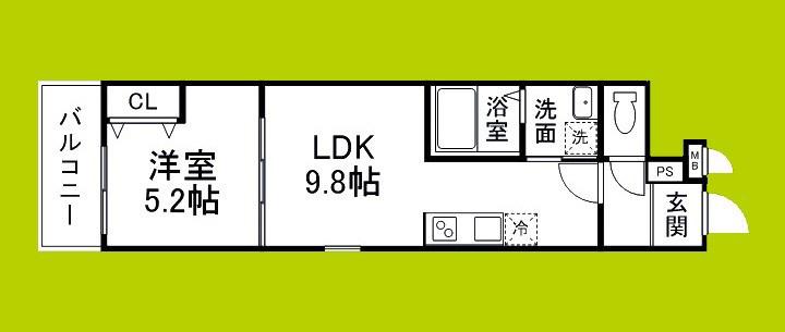 CHARME PARKSIDE I(1LDK/2階)の間取り写真