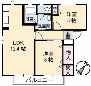 エルシャポーA棟(2LDK/2階)の間取り写真