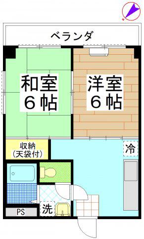 ソレイユ(2K/2階)の間取り写真