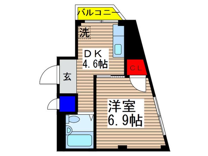 トラストホーム勝田台(1DK/2階)の間取り写真