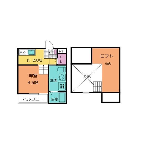 エミューロ(1SK/1階)の間取り写真