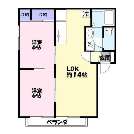 サンモールオギノ(2LDK/2階)の間取り写真