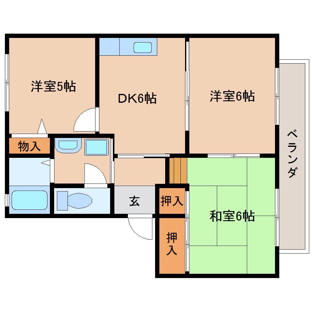 コスモス結崎C(3DK/2階)の間取り写真