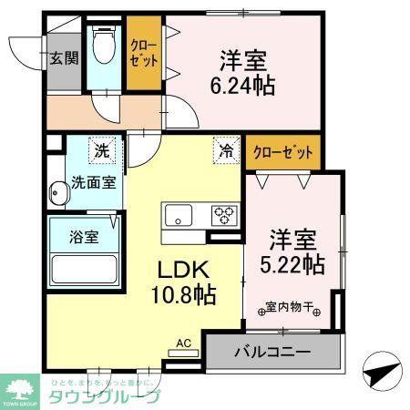 クーラクーD(2LDK/2階)の間取り写真